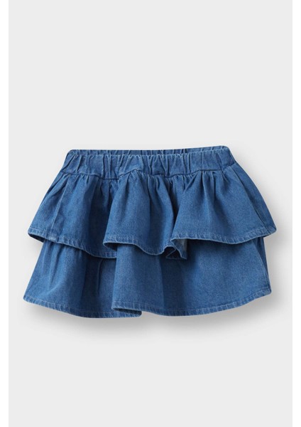 Kız Bebek Beli Lastikli Katlı Jean Etek F3708A525AU modelleri