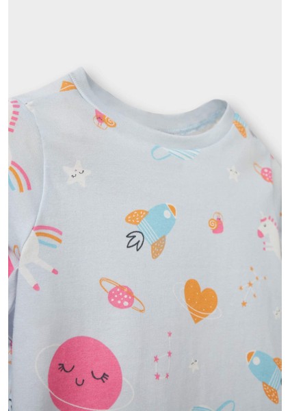 Kız Bebek Pijama Takımı Uzay Baskılı Uzun Kollu Penye Üst Uzun Alt modelleri