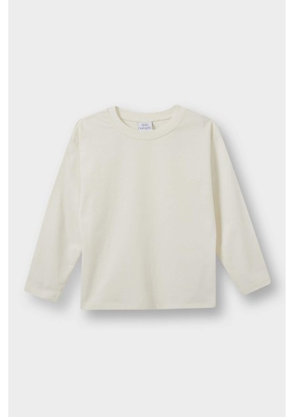 Erkek Bebek Bisiklet Yaka Basic Düz Uzun Kollu Tişört E8354A525AU