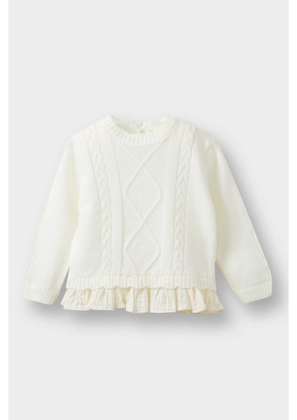 Kız Bebek Bisiklet Yaka Triko Kazak F2445A525WN