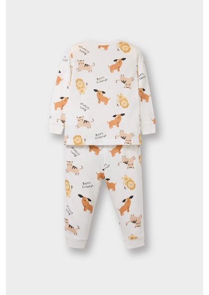 Erkek Bebek Pijama Takımı Hayvan Desenli Uzun Kollu Penye Üst Uzun Alt E9473A525AU fırsatları