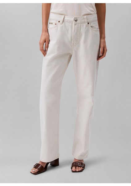 Yüksek Bel Düz Paça Straight Beyaz Kadın Denim Pantolon LV047B919GASN modelleri