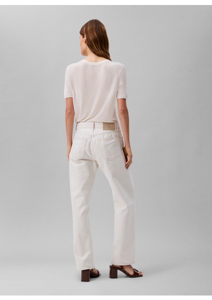 Yüksek Bel Düz Paça Straight Beyaz Kadın Denim Pantolon LV047B919GASN indirimleri