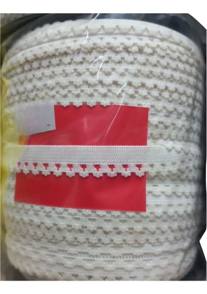 Çamaşır Lastiği Dantelli 1 cm 1 Metre Beyaz 2. Model