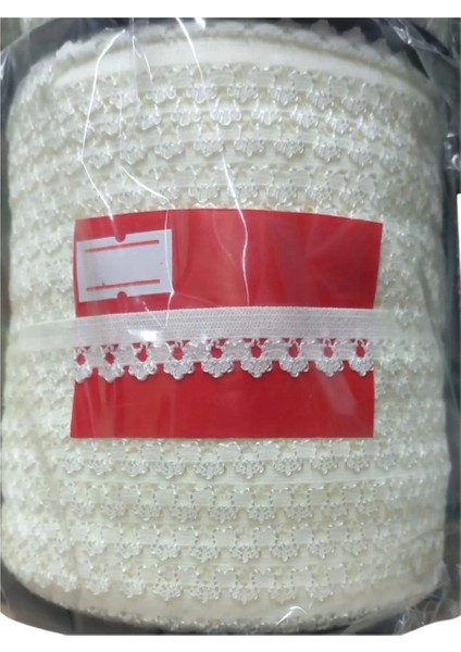Çamaşır Lastiği Dantelli 1 cm 1 Metre Ekru