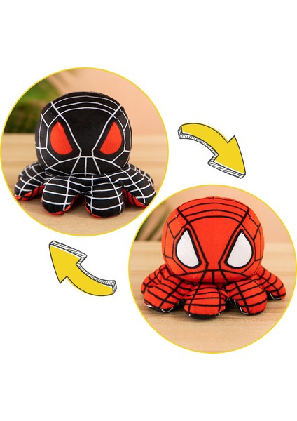 20CM Flip Ahtapot Örümcek Adam Kaptan Amerika Hulk Demir Adam Peluş Oyuncak Marvel Anime (Yurt Dışından)