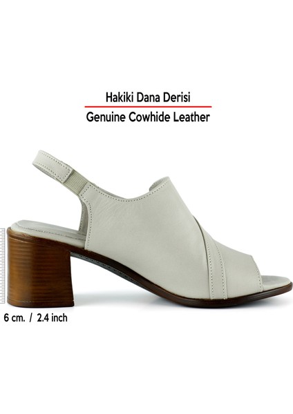Saules Vizon Hakiki Dana Derisi Kesik Detaylı Lastik Bantlı Kalın Topuklu Sandalet fırsatları