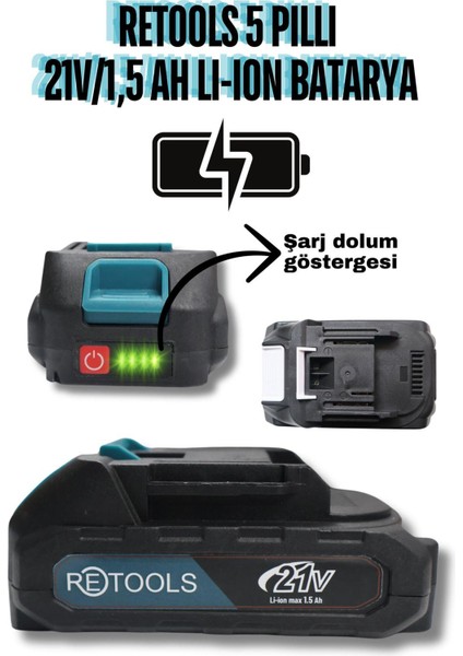 5 Pilli Li-Ion Batarya 21V/1.5AH Mavi