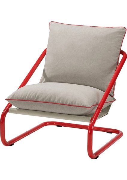 Önnestad Tekli Koltuk Katorp Bej 78 x 75 cm Minderli Kırmızı Gri Yıkanabilir Kumaş