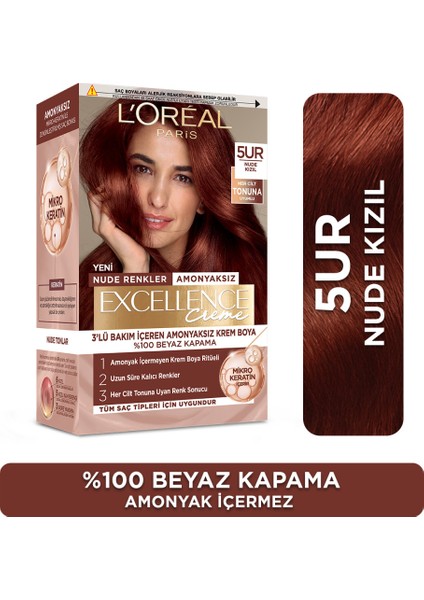 L’oréal Paris Excellence Creme Nude Renkler Saç Boyası – 5ur Nude Kızıl