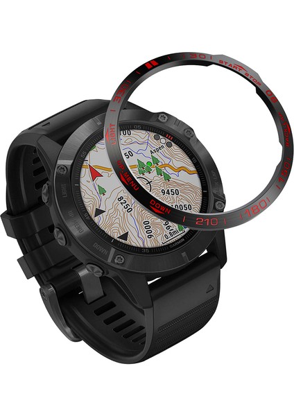 Garmin Fenix 6/6 Pro/6 Safir Siyah/kırmızı Için Paslanmaz Çelik Yedek Saat Çerçevesi (Tip A) (Yurt Dışından)