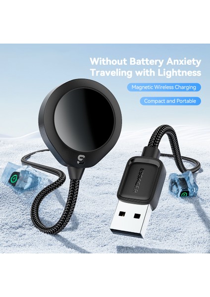 Essager Apple Watch USB Kablosu Manyetik Abs Su Damlası Şeklinde Kablosuz Şarj Cihazı - Siyah (Yurt Dışından) fırsatları