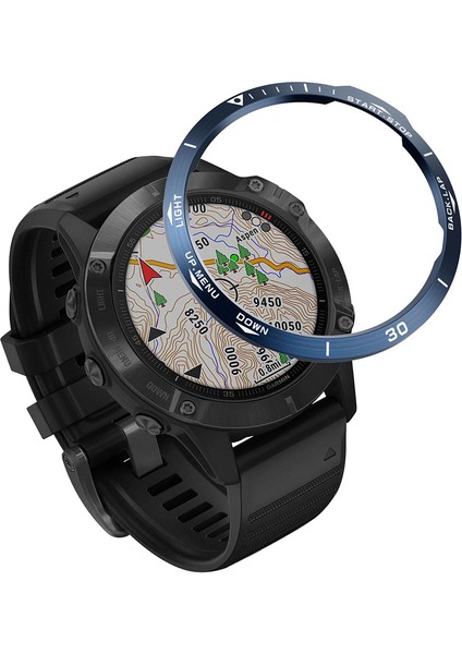 Garmin Fenix 6/6 Pro/6 Safir Mavi/beyaz Için Paslanmaz Çelik Yedek Saat Çerçevesi (Tip B) (Yurt Dışından)