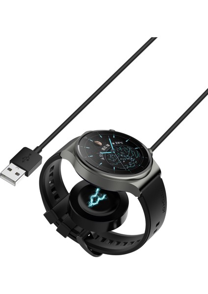 Huawei Watch Gt 2 Pro/gt 2 Pro Ekg/gt 2 Porsche Edition Için 1 M USB Şarj Kablosu Kablosuz Şarj Istasyonu - Siyah (Yurt Dışından) modelleri