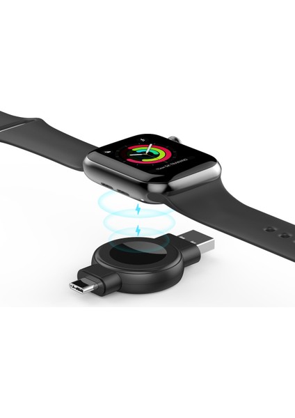 X512 Apple Samsung Evrensel Saat Şarj Cihazı Mini Manyetik Kablosuz Şarj Pedi Type-C + USB Fişli - Siyah (Yurt Dışından) modelleri