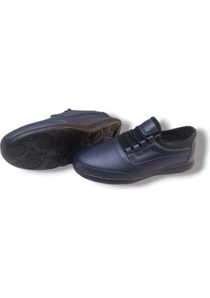 GR0340 Hakiki Deri Streçli Hafif Poli Taban Lastik Bağcık Erkek Günlük Casual Ayakkabı