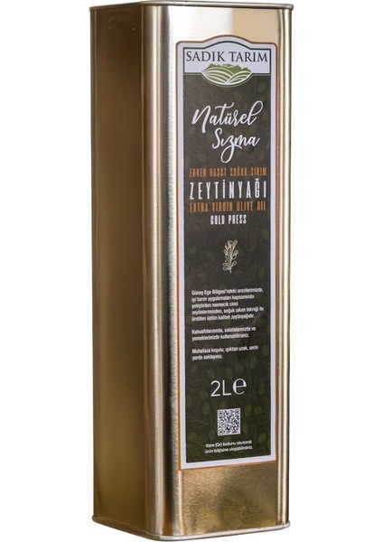 Erken Hasat Soğuk Sıkım Filtresiz Natürel Sızma Zeytinyağı Düşük Asit Tek Bahçe 2 Litre Teneke 2 Lt