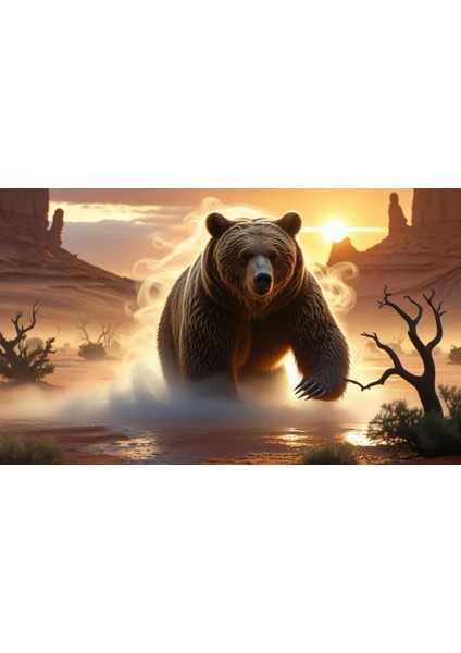 Çölde Sisin Içinden Çıkan Ayı Mistik Atmosfer 03 Çerçevesiz 50X30 cm Pvc Tablo fiyatları