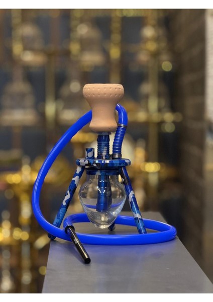 Küçük Çantalı Mavi Nargile Üç Ayaklı Taban