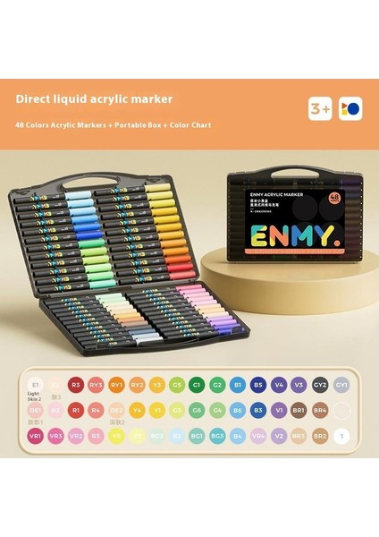 Enmy Little Black Box - Çocuklar Için Güvenli Yıkanabilir Akrilik Keçeli Kalemler (48 Renk Seti) (Yurt Dışından)