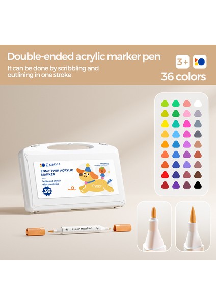 Enmy 36 Renk Çift Uçlu Akrilik Markör Yumuşak ve Sert Çift Uçlu Boyama Kalemleri Çocuklar Için Büyük Kapasiteli/süper Kapsama/katmanlı Renkler Siyah Karton Boyama (Yurt Dışından)