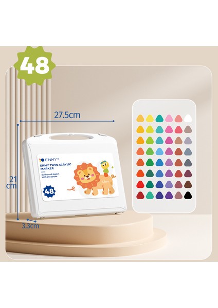 Enmy 48 Renk Çift Uçlu Akrilik Keçeli Kalemler Yumuşak ve Sert Çift Uçlu Renkli Kalemler Çocuklar Için Büyük Kapasiteli / Süper Kapsama / Katlanabilir Renkler Siyah Karton Boyama (Yurt Dışından) indirimleri