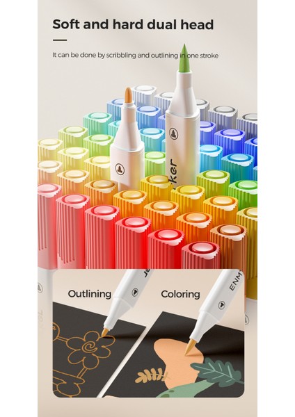 Enmy 60 Renkli Çift Uçlu Akrilik Markör Yumuşak ve Sert Çift Uçlu Boyama Kalemleri Çocuklar Için Büyük Kapasiteli/süper Kapsama/katmanlı Renkler Siyah Karton Boyama (Yurt Dışından) fırsatları