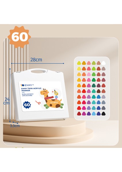 Enmy 60 Renkli Çift Uçlu Akrilik Markör Yumuşak ve Sert Çift Uçlu Boyama Kalemleri Çocuklar Için Büyük Kapasiteli/süper Kapsama/katmanlı Renkler Siyah Karton Boyama (Yurt Dışından) indirimleri