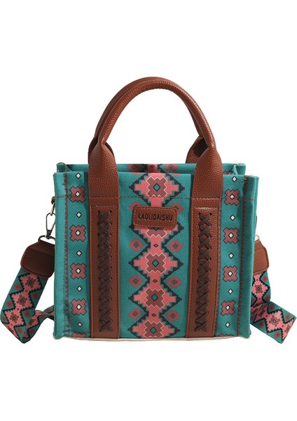 Yaz Retro Kanvas Kadın Omuz Çantası Çapraz Askılı Kadın Çantası Büyük Kapasiteli Tote Çanta (Yurt Dışından)