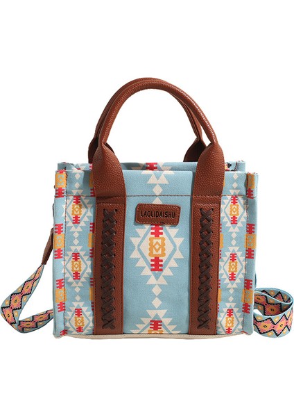 Yaz Retro Kanvas Kadın Omuz Çantası Çapraz Askılı Kadın Çantası Büyük Kapasiteli Tote Çanta (Yurt Dışından)
