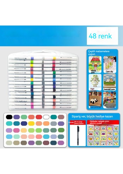 Akrilik Kalemler 48 Renk Opak Katlanabilir Güçlü Kapsama Çocuk Yetişkin Profesyonel Boyama Kalemleri Cam El Yapımı Tuval Dıy (Yurt Dışından)