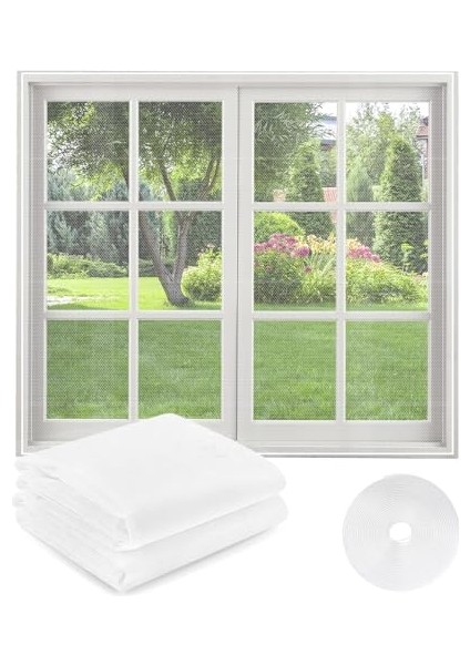Pencere Sinekliği, Yapışkan Bantlı Cibinlik, Kesilebilir, Ince Ağ, Kolay Kurulum, Böcek Koruması, Sinek ve Sivrisinekler, 130 x 150 cm (Yurt Dışından)