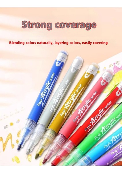 Lotto 2mm Kalın Uçlu Akrilik Simli Markör｜12 Renk Akan Simli Fosforlu Kalem｜sulu Boya Markör Lazer Inci Kalem (Yurt Dışından) fırsatları