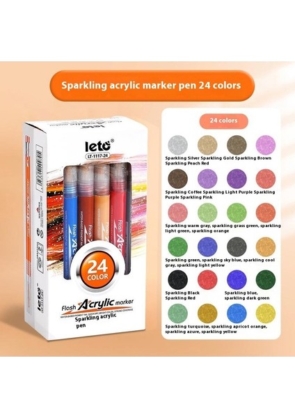 Lotto 1mm Ince Uçlu Akrilik Simli Markör｜12 Renk Akan Simli Fosforlu Kalem｜sulu Boya Markör Lazer Inci Kalem (Yurt Dışından)