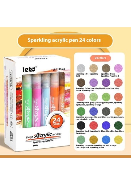 Lotto 2mm Kalın Uçlu Akrilik Simli Markör｜12 Renk Akan Simli Fosforlu Kalem｜sulu Boya Markör Lazer Inci Kalem (Yurt Dışından)