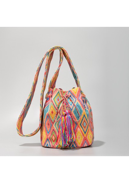 Bohem Etnik Tarzı Kanvas Çanta Çapraz Askılı Kova Çanta (Yurt Dışından)