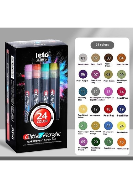 Lotto 1mm Ince Uçlu Akrilik Simli Markör｜12 Renk Akan Simli Fosforlu Kalem｜sulu Boya Markör Lazer Inci Kalem (Yurt Dışından)