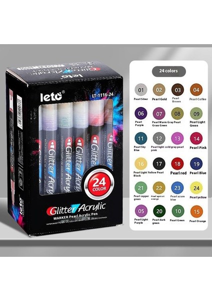 Lotto 2mm Kalın Uçlu Akrilik Simli Markör｜12 Renk Akan Simli Fosforlu Kalem｜sulu Boya Markör Lazer Inci Kalem (Yurt Dışından)