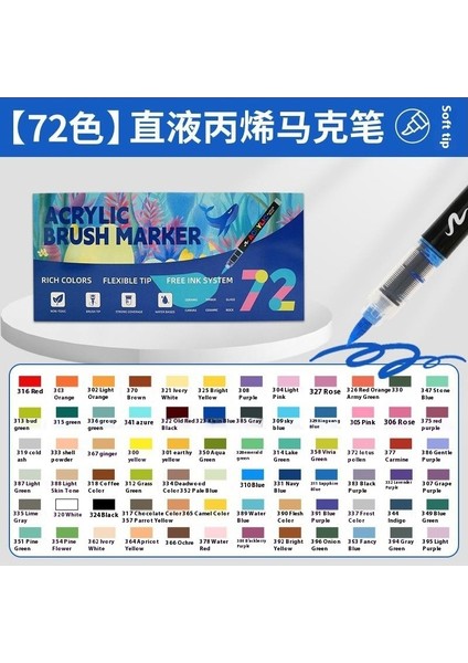 Düz Sıvı Yumuşak Uçlu Akrilik Markör ｜öğrenci Boyama｜istiflenebilir Mürekkepli Kalem｜büyük Kapasiteli Boya Fırçası (Yurt Dışından)