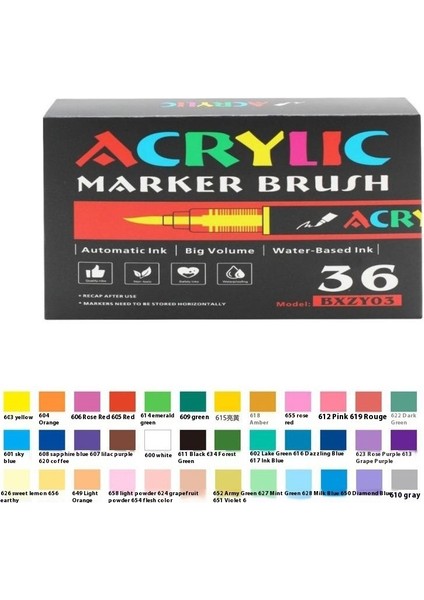 Düz Sıvı Yumuşak Uçlu Akrilik Markör ｜öğrenci Boyama｜istiflenebilir Mürekkepli Kalem｜büyük Kapasiteli Boya Fırçası (Yurt Dışından)