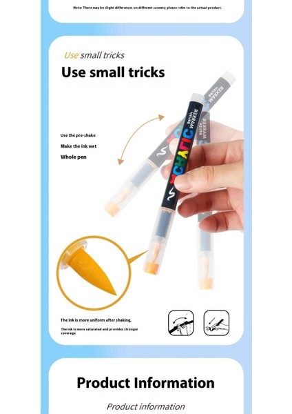 Düz Sıvı Yumuşak Uçlu Akrilik Markör ｜öğrenci Boyama｜istiflenebilir Mürekkepli Kalem｜büyük Kapasiteli Boya Fırçası (Yurt Dışından) fiyatları