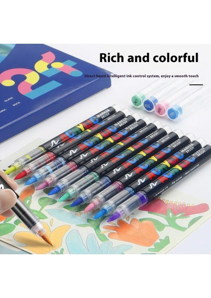 Düz Sıvı Yumuşak Uçlu Akrilik Markör ｜öğrenci Boyama｜istiflenebilir Mürekkepli Kalem｜büyük Kapasiteli Boya Fırçası (Yurt Dışından) modelleri