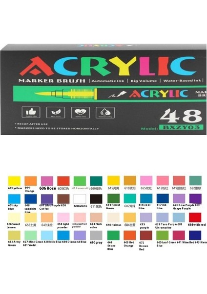 Düz Sıvı Yumuşak Uçlu Akrilik Markör ｜öğrenci Boyama｜istiflenebilir Mürekkepli Kalem｜büyük Kapasiteli Boya Fırçası (Yurt Dışından)