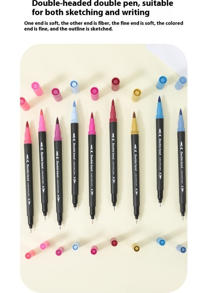 48 Renk Çift Uçlu Suluboya Kalem Seti | Yumuşak Uç + Fiber Ince Uç Ikili Tasarım | Çocuk Profesyonel Boya Fırçaları Anahat ve Renk Doldurma Ikili Kullanım (Yurt Dışından) fiyatları