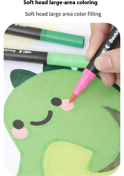 48 Renk Çift Uçlu Suluboya Kalem Seti | Yumuşak Uç + Fiber Ince Uç Ikili Tasarım | Çocuk Profesyonel Boya Fırçaları Anahat ve Renk Doldurma Ikili Kullanım (Yurt Dışından) modelleri