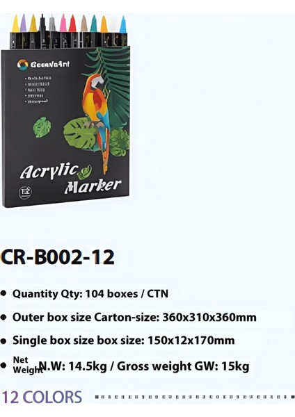 Çift Uçlu Akrilik Markör Seti 12 Renk｜hızlı Kuruyan ve Su Geçirmez/katmanlanabilir/çok Yüzeyli」. (Yurt Dışından) fırsatları