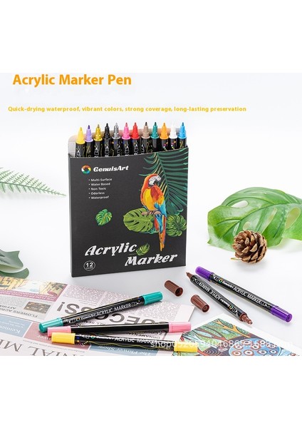 Çift Uçlu Akrilik Markör Seti 36 Renk｜hızlı Kuruyan ve Su Geçirmez/katmanlanabilir/çok Yüzeyli」. (Yurt Dışından) modelleri