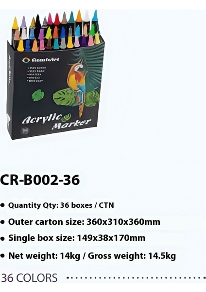 Çift Uçlu Akrilik Markör Seti 36 Renk｜hızlı Kuruyan ve Su Geçirmez/katmanlanabilir/çok Yüzeyli」. (Yurt Dışından) fırsatları
