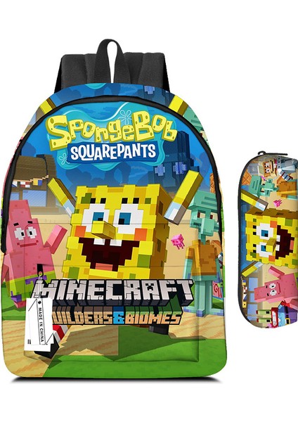 My World Minecraft Ilkokul ve Ortaokul Öğrencilerinin Okul Çantası Kalem Çantası (Yurt Dışından)