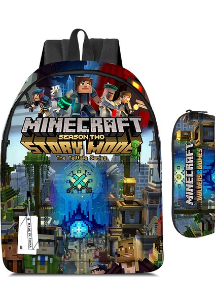 My World Minecraft Ilkokul ve Ortaokul Öğrencilerinin Okul Çantası Kalem Çantası (Yurt Dışından)